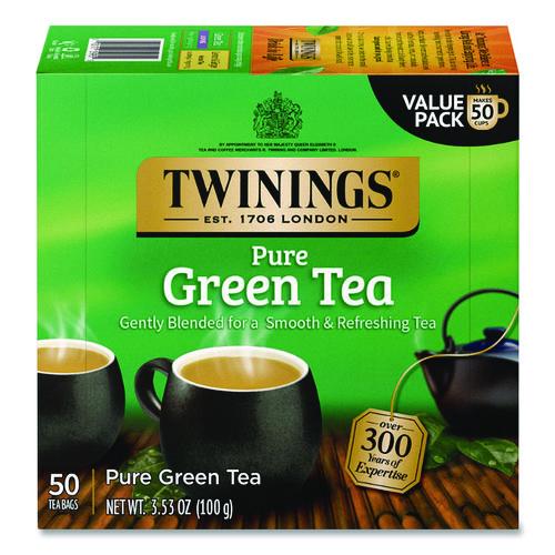 Image of TWININGS® TNA82224 Tea Bags, Green, 3.53 oz, 50/Box