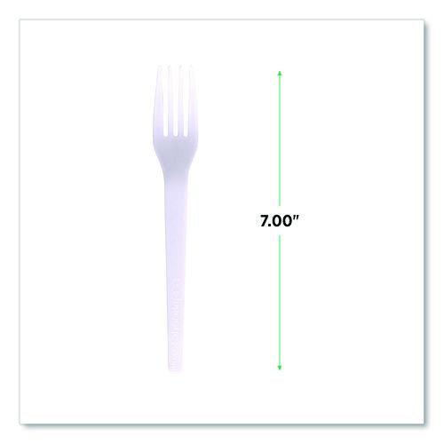 Image of Eco-Products® EP-S017-W Plantware CPLA Cutlery, Individually Wrapped, Fork, Plastic, White, 1,000/Carton