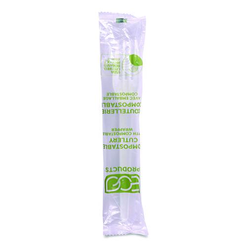 Image of Eco-Products® EP-S017-W Plantware CPLA Cutlery, Individually Wrapped, Fork, Plastic, White, 1,000/Carton