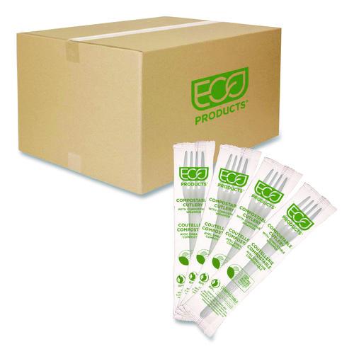 Image of Eco-Products® EP-S017-W Plantware CPLA Cutlery, Individually Wrapped, Fork, Plastic, White, 1,000/Carton