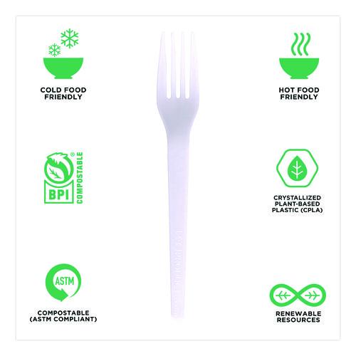 Image of Eco-Products® EP-S017 Plantware CPLA Cutlery, Fork, White, 1,000/Carton
