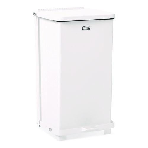Image of Rubbermaid® Commercial FGST12EPLWH Defenders Heavy-Duty Steel Step Can, 6.5 gal, Steel, White