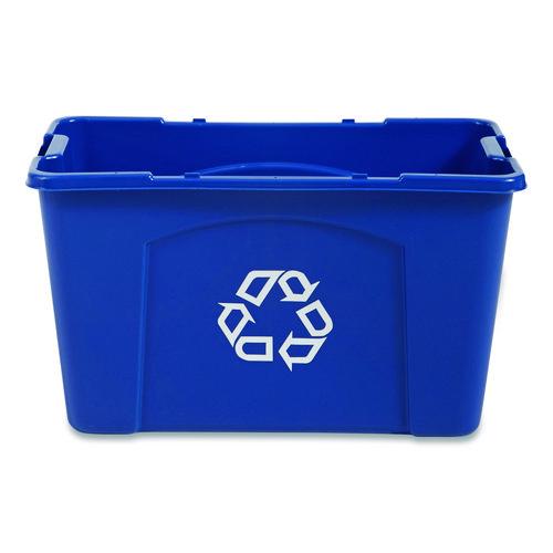 Image of Rubbermaid® Commercial FG571873BLUE Stacking Recycle Bin, 18 gal, Polyethylene, Blue
