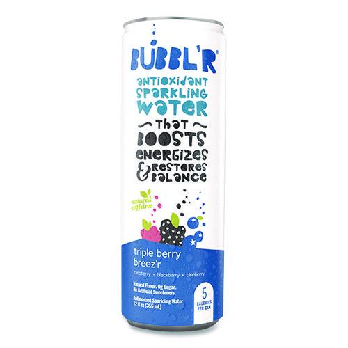 Image of Bubbl'r WIC00028 Antioxidant Sparkling Water, Triple Berry Breez'r, 12 oz Can, 12 Cans/Carton