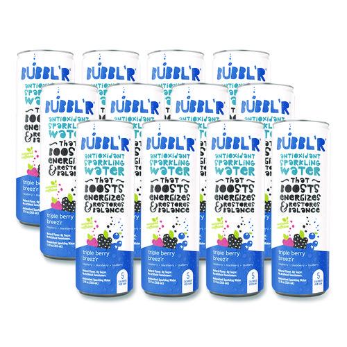 Image of Bubbl'r WIC00028 Antioxidant Sparkling Water, Triple Berry Breez'r, 12 oz Can, 12 Cans/Carton