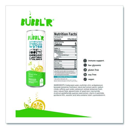 Image of Bubbl'r WIC60014 Antioxidant Sparkling Water, Lemon Lime Twist'r, 12 oz Can, 12 Cans/Carton
