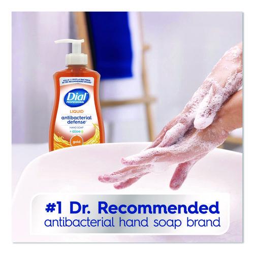 Image of Dial® Professional 1700035470 Antibacterial Defense Gold Hand Soap + Aloe, Original Scent, 11 oz Pump Bottle, 12/Carton