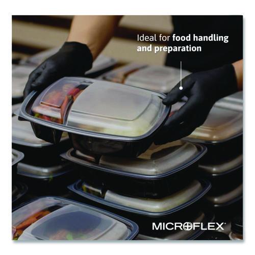 Image of Ansell MK-296-XXL MICROFLEX MidKnight Powder-Free Nitrile Gloves, XX-Large, 4.7 mil (Palm), 5.9 mil (Fingers), 9.6" Long, Black, 100/Box