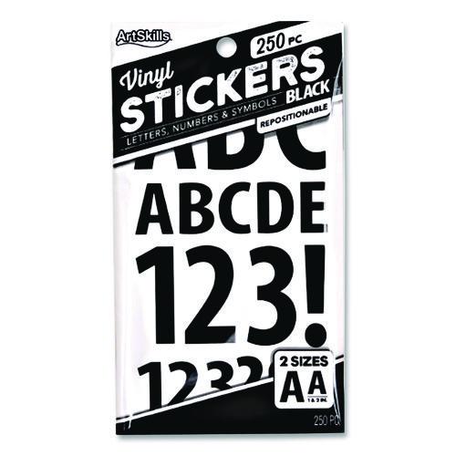 Image of ArtSkills® PA-1349 Poster and Bulletin Board Vinyl Letters and Numbers, 1" Tall Letters, 2" Tall Numbers, Black Characters, 250/Pack