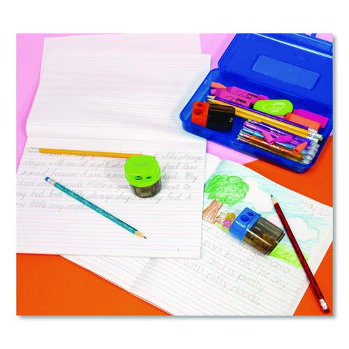 Image of BAZIC® Products BAZ1908 Dual Blades Sharpener with Round Receptacle, Two-Hole, 2.25 x 1.6, Randomly Assorted Colors