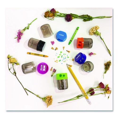 Image of BAZIC® Products BAZ1908 Dual Blades Sharpener with Round Receptacle, Two-Hole, 2.25 x 1.6, Randomly Assorted Colors
