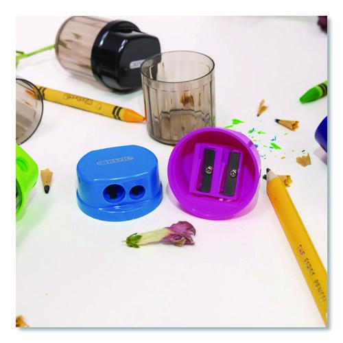 Image of BAZIC® Products BAZ1908 Dual Blades Sharpener with Round Receptacle, Two-Hole, 2.25 x 1.6, Randomly Assorted Colors