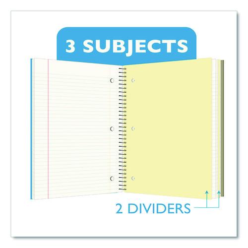 Image of BAZIC® Products BAZ561 Spiral Notebooks, 3-Subject, Medium/College Rule, Randomly Assorted Cover Color, (120) 10.5 x 8 Sheets
