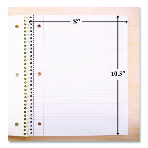 Image of BAZIC® Products BAZ561 Spiral Notebooks, 3-Subject, Medium/College Rule, Randomly Assorted Cover Color, (120) 10.5 x 8 Sheets