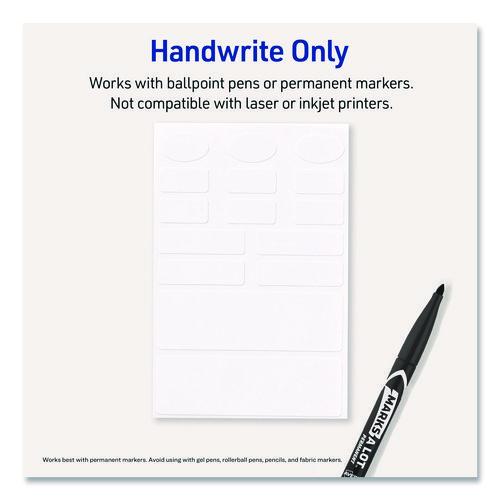 Image of Avery® 40700 Avery Kids No-Iron Fabric Labels, Handwrite Only, Assorted Shapes and Sizes, White, 15 Labels/Sheet, 3 Sheets/Pack