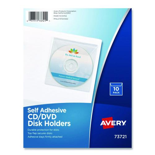 Image of Avery® 73721 Self-Adhesive Media Pockets, 1 Disc Capacity, Clear, 10/Pack