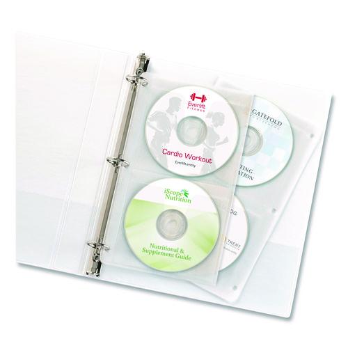 Image of Avery® 75263 Two-Sided CD Organizer Sheets for Three-Ring Binder, 4 Disc Capacity, Clear, 5/Pack