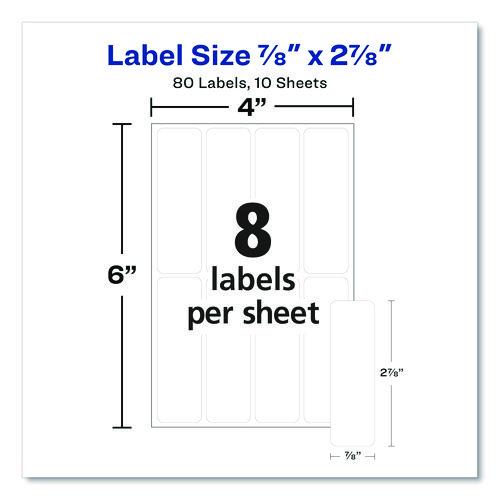 Image of Avery® 05429 Erasable Id Labels, Inkjet/laser Printers, 0.88 X 2.88, White, 8/sheet, 10 Sheets/pack