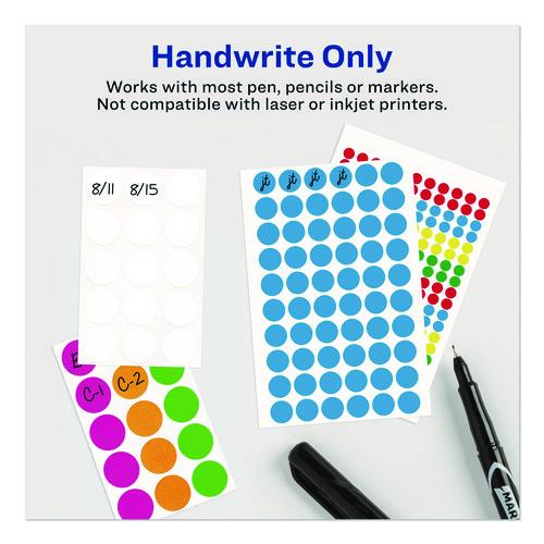 Image of Avery® 05796 Handwrite-Only Self-Adhesive "See Through" Removable Round Color Dots, 0.25" dia, Assorted, 216/Sheet, 4 Sheets/Pack, (5796)