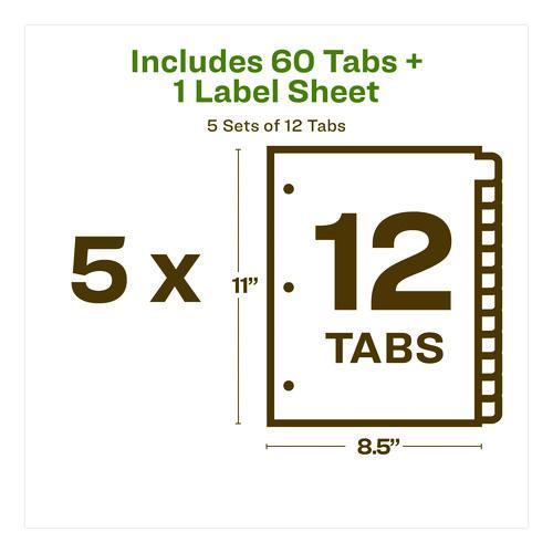 Image of Avery® 11582 Index Maker Ecofriendly Print And Apply Clear Label Dividers With White Tabs, 12-Tab, 11 X 8.5, White, 5 Sets
