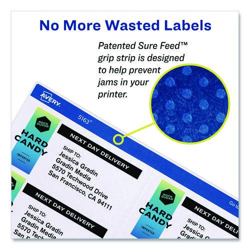 Image of Avery® 06572 Permanent Id Labels W/ Sure Feed Technology, Inkjet/laser Printers, 2 X 2.63, White, 15/sheet, 15 Sheets/pack