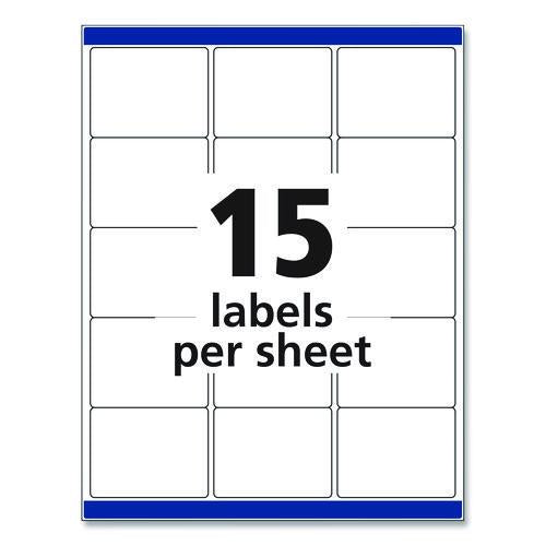 Image of Avery® 06572 Permanent Id Labels W/ Sure Feed Technology, Inkjet/laser Printers, 2 X 2.63, White, 15/sheet, 15 Sheets/pack