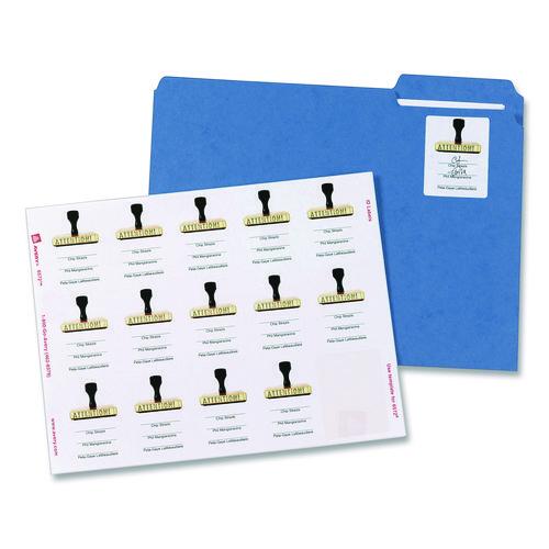 Image of Avery® 06572 Permanent Id Labels W/ Sure Feed Technology, Inkjet/laser Printers, 2 X 2.63, White, 15/sheet, 15 Sheets/pack