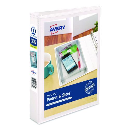 Image of Avery® 23011 Mini Size Protect And Store View Binder With Round Rings, 3 Rings, 1" Capacity, 8.5 X 5.5, White