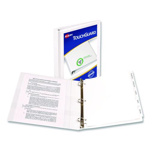 Image of Avery® 17141 Touchguard Protection Heavy-Duty View Binders With Slant Rings, 3 Rings, 1" Capacity, 11 X 8.5, White