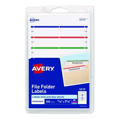 Image of Avery® 05215 Printable 4" X 6" - Permanent File Folder Labels, 0.69 X 3.44, White, 7/sheet, 36 Sheets/pack, (5215)