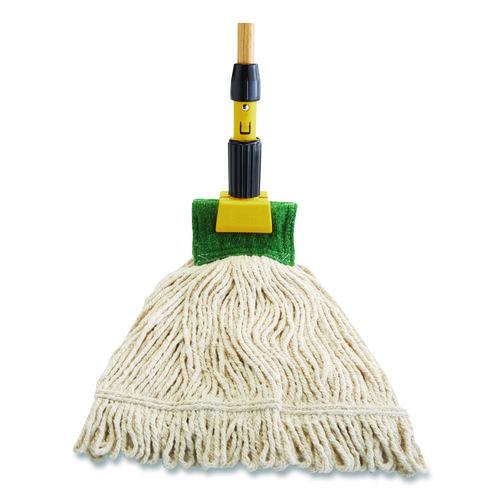 Image of Rubbermaid® Commercial FGH236000000 Gripper Vinyl-Covered Aluminum Mop Handle, 1.13" dia x 60", Gray/Yellow
