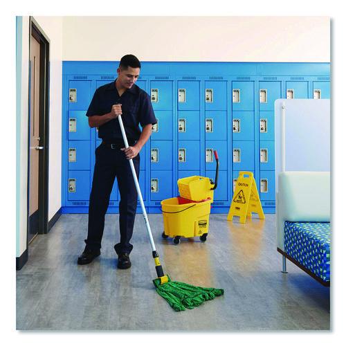Image of Rubbermaid® Commercial FGH236000000 Gripper Vinyl-Covered Aluminum Mop Handle, 1.13" dia x 60", Gray/Yellow