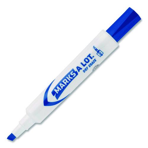 Image of Avery® 24406 MARKS A LOT Desk-Style Dry Erase Markers, Broad Chisel Tip, Blue