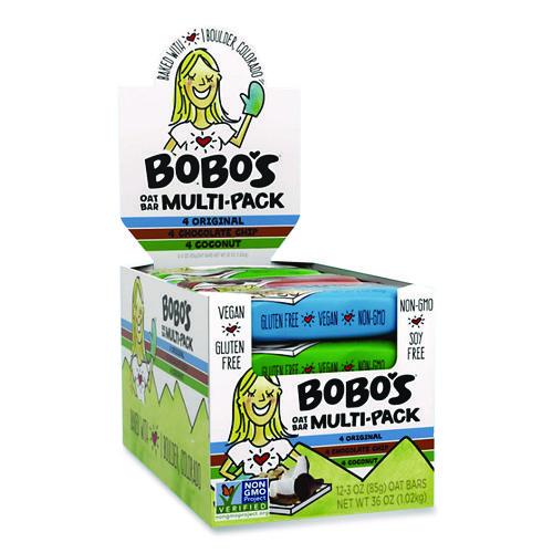 Image of Bobo's BBO00098 Oat Bar Coconut/Chocolate Chip/Original Multipack, 3 oz Individually Wrapped, 12/Box