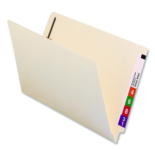 Image of Smead 37115 Manila End Tab Fastener Folders, Reinforced Straight Tab, Expands 0.75", 2 Fasteners, Legal Size, 11-pt Manila, 50/Box