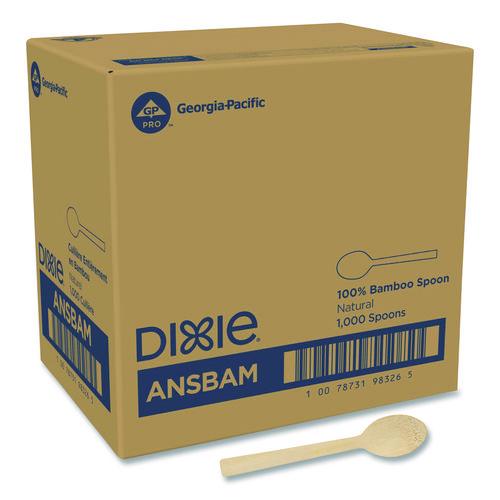 Image of Dixie® ANSBAM Bamboo Cutlery, Mediumweight Spoon, Paper, Light Golden, 100/Pack, 10 Packs/Carton