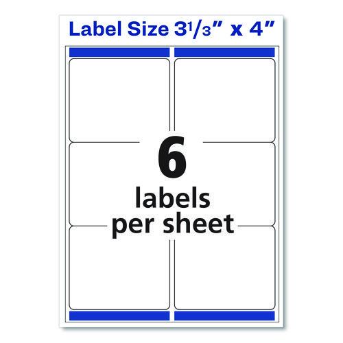 Image of Avery® 95940 White Shipping Labels-Bulk Packs, Inkjet/laser Printers, 3.33 X 4, White, 6/sheet, 250 Sheets/box