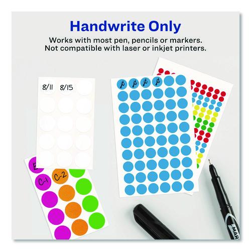 Image of Avery® 05062 Handwrite Only Self-Adhesive Removable Round Color-Coding Labels, 0.5" dia, Neon Orange, 60/Sheet, 14 Sheets/Pack, (5062)