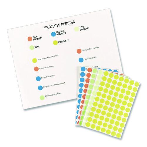 Image of Avery® 05062 Handwrite Only Self-Adhesive Removable Round Color-Coding Labels, 0.5" dia, Neon Orange, 60/Sheet, 14 Sheets/Pack, (5062)