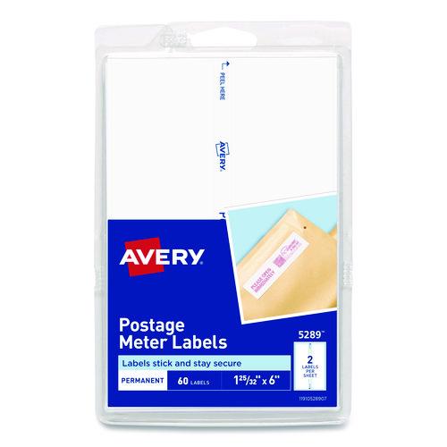 Image of Avery® 05289 Postage Meter Labels For Personal Post Office, 1.78 X 6, White, 2/sheet, 30 Sheets/pack, (5289)