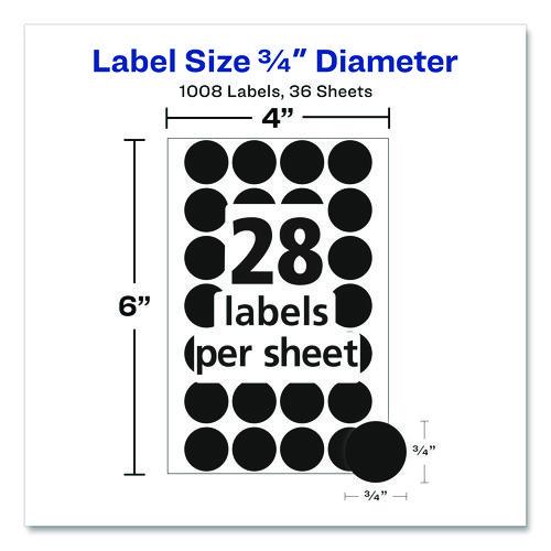 Image of Avery® 05459 Handwrite Only Self-Adhesive Removable Round Color-Coding Labels, 0.75" dia, Black, 28/Sheet, 36 Sheets/Pack, (5459)
