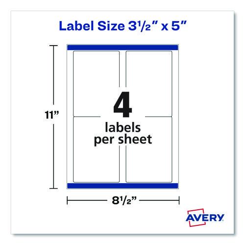 Image of Avery® 95935 White Shipping Labels-Bulk Packs, Inkjet/laser Printers, 3.5 X 5, White, 4/sheet, 250 Sheets/box