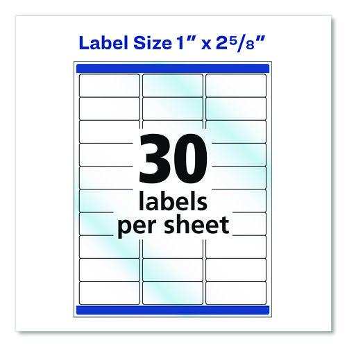 Image of Avery® 06521 Glossy Clear Easy Peel Mailing Labels W/ Sure Feed Technology, Inkjet/laser Printers, 1 X 2.63, 30/sheet, 10 Sheets/pack