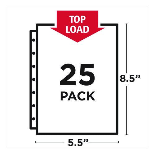 Image of Avery® 77004 Mini Size Heavyweight Diamond Clear Sheet Protector, Side: 7-Hole Punched, Top Load 8.5 x 5.5 Insert, Clear Front, 25/Pack