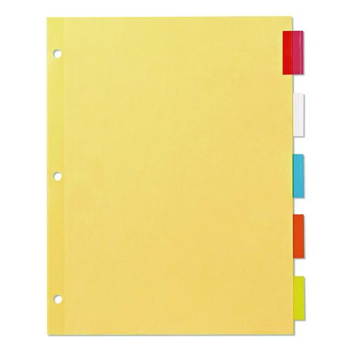 Image of Office Essentials 11465 Plastic Insertable Dividers, 5-Tab, 11 x 8.5, Assorted Tabs, 1 Set