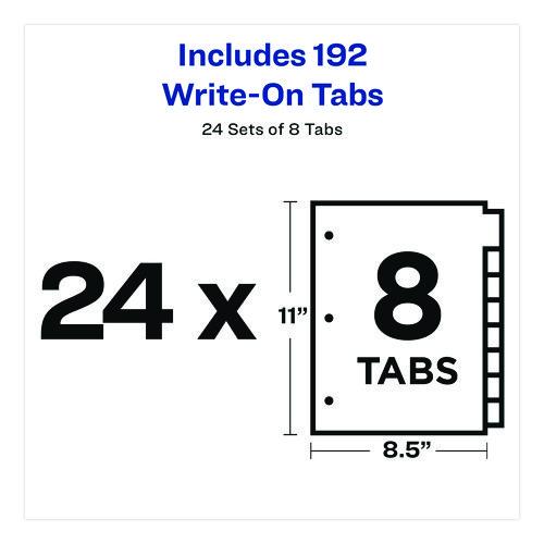 Image of Avery® 11507 Write and Erase Plain-Tab Paper Dividers, 8-Tab, 11 x 8.5, White, 24 Sets