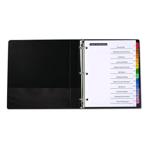 Image of Office Essentials Table 'n Tabs Dividers, 12-Tab, Jan. to Dec., 11 x 8.5, White, Assorted Tabs, 1 Set