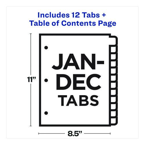 Image of Office Essentials Table 'n Tabs Dividers, 12-Tab, Jan. to Dec., 11 x 8.5, White, Assorted Tabs, 1 Set