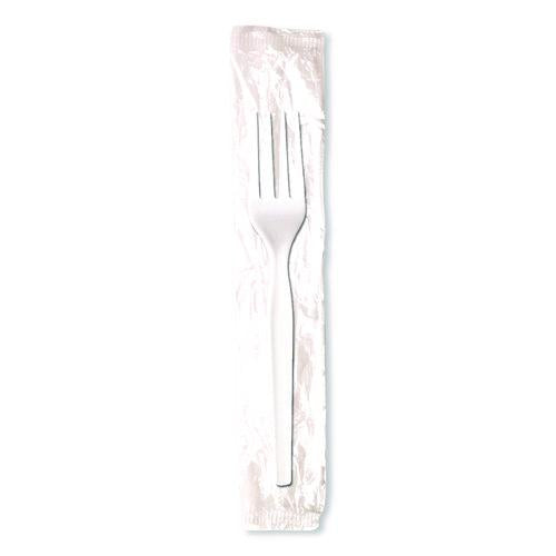 Image of DixieÂ® Mediumweight Polypropylene Cutlery, Individually Wrapped, Fork, Plastic, White, 1000/Carton