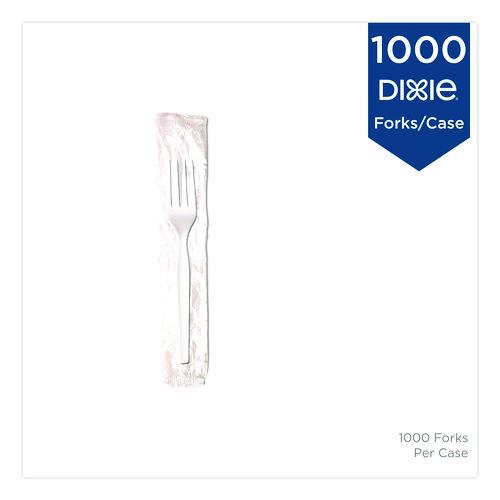 Image of DixieÂ® Mediumweight Polypropylene Cutlery, Individually Wrapped, Fork, Plastic, White, 1000/Carton